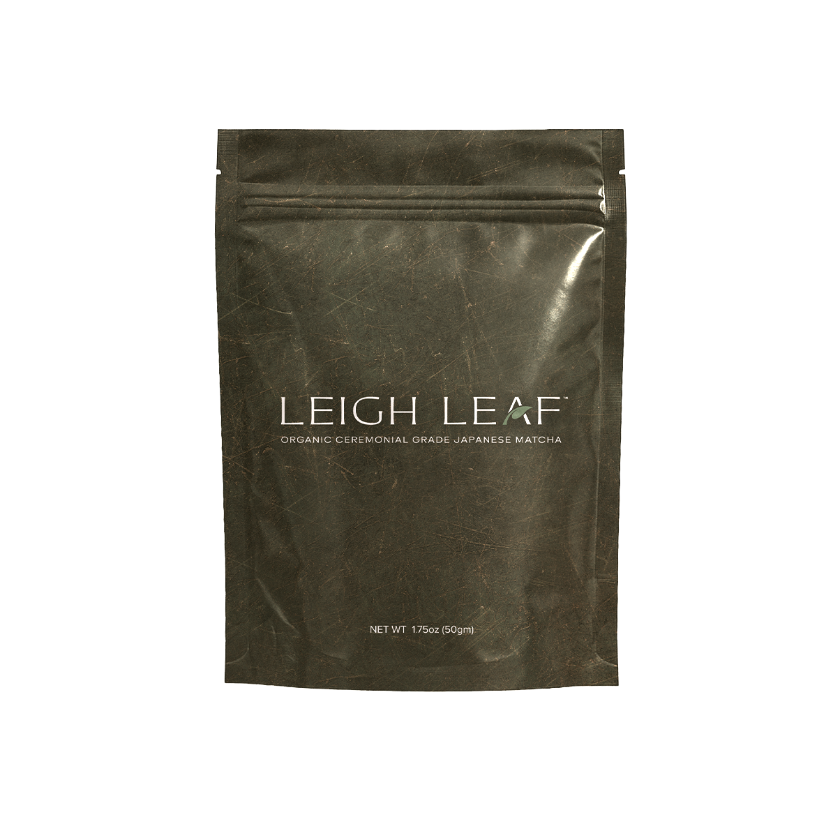 High-quality Premium Organic Ceremonial Grade Matcha - 50g Bag by Leigh Leaf, showcasing vivid green powder indicative of its superior quality and rich umami flavor.