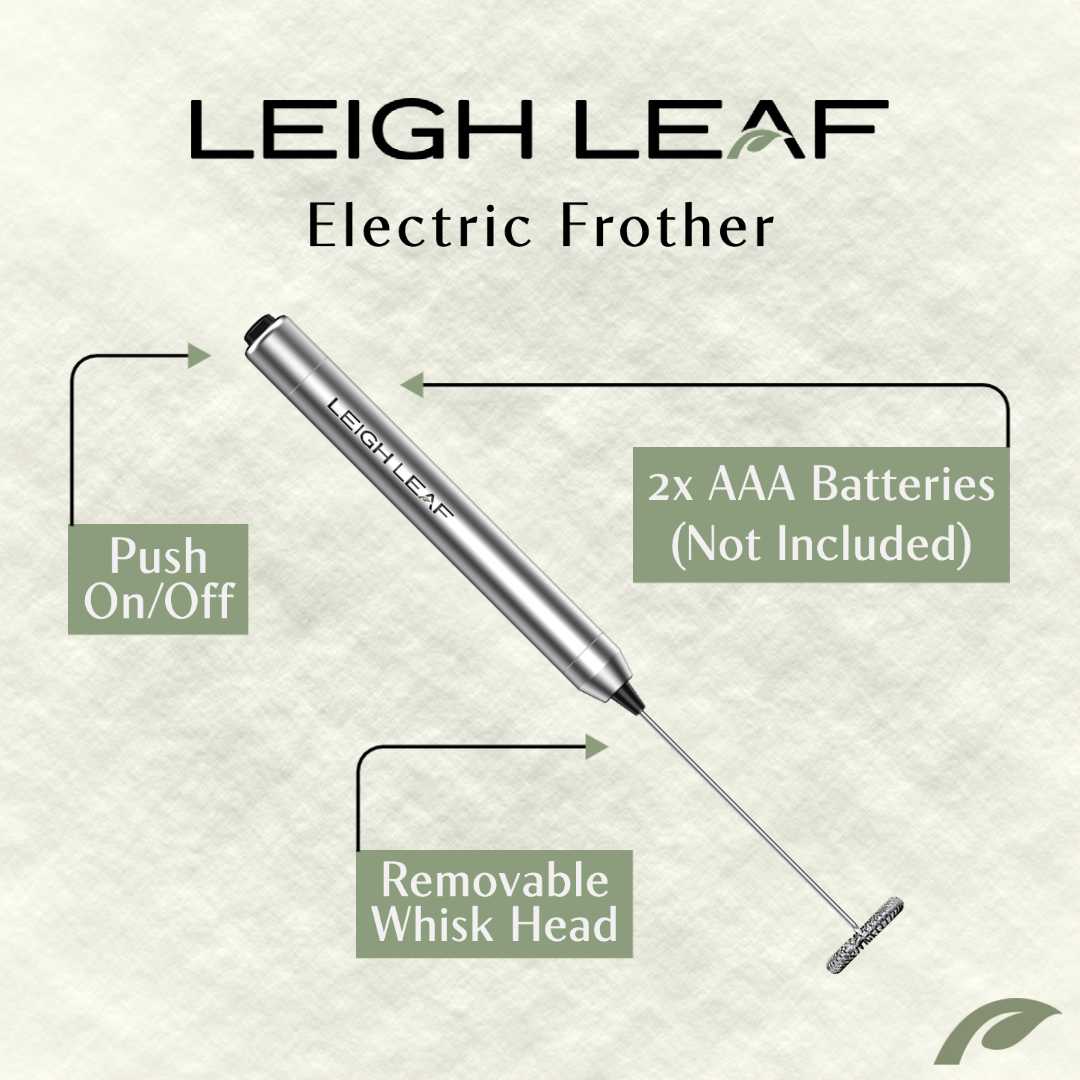 Multiple Leigh Leaf Electric Matcha Whisk / Milk Frother product details Instruction